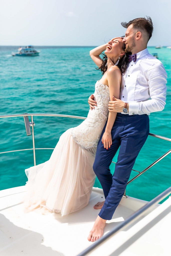 Приватная свадебная церемония Ксении и Антона на яхте, где то в середине Карибского моря., Мексика, Фотограф Станислав Немашкало (stanlyphoto), #257437