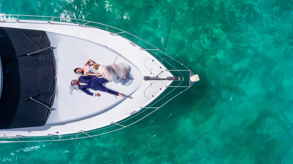 Приватная свадебная церемония Ксении и Антона на яхте, где то в середине Карибского моря., Мексика, Фотограф Станислав Немашкало (stanlyphoto), #257433