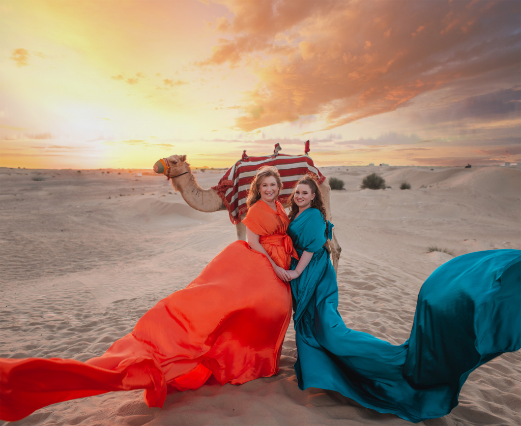 Фотосессия в летящих платья в пустыне, Дубаи, Фотограф Наталья Пономаренко, #400477