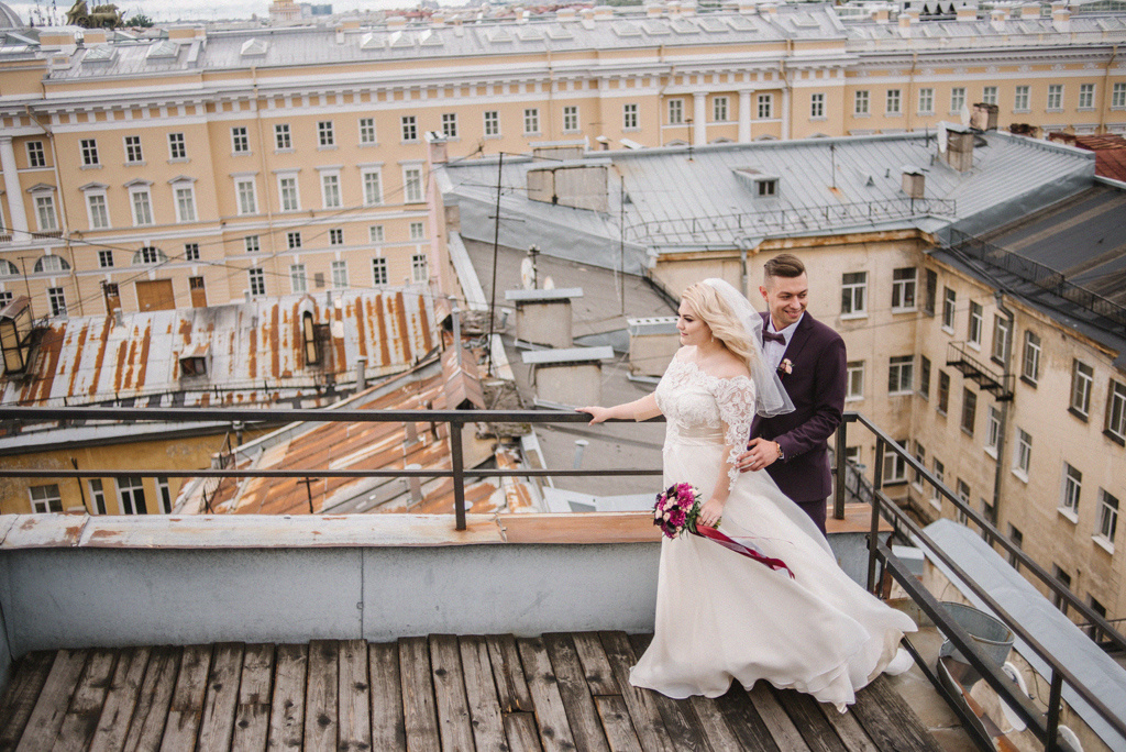 Свадебная фотосессия на крышах в Питере