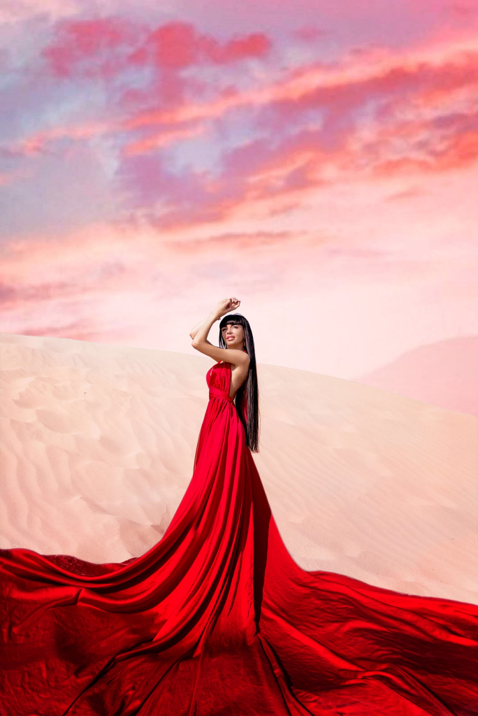 Дубаи в красном платье