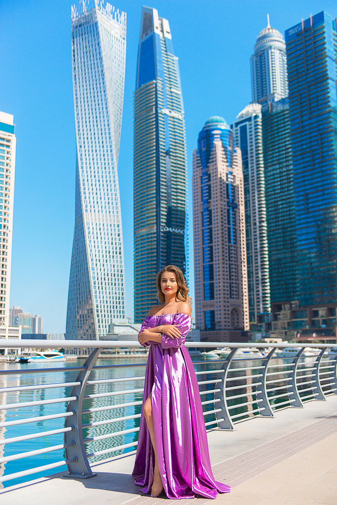 Фотосессия в Дубаи марине с небоскребами
